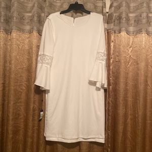 Tommy Hilfiger Women's Lace-Trim Sheath Dress white size 14